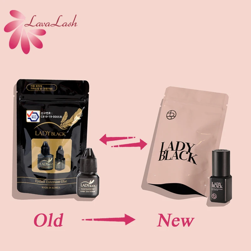 Lady Black Glue For Eyelash Extensions 5ml Original Iow Irritation Fast Drying for Sensitive Skin Korea Lash Glue 10 Bottles