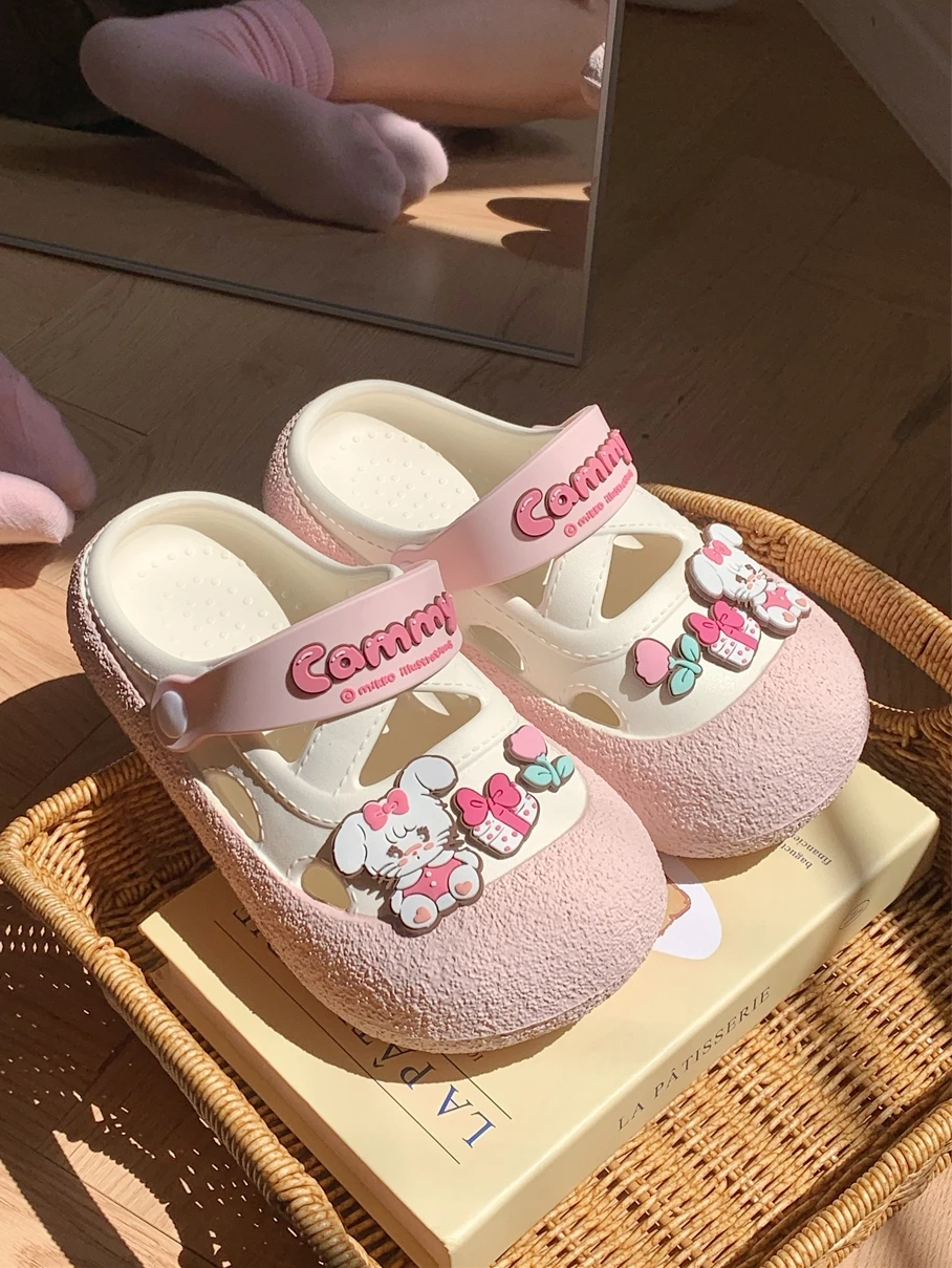 

Girl Garden Shoes Bunny Cool Slippers Women's 2024 Summer Parent-child Wearing EVA Cross Strap Hole Sandals