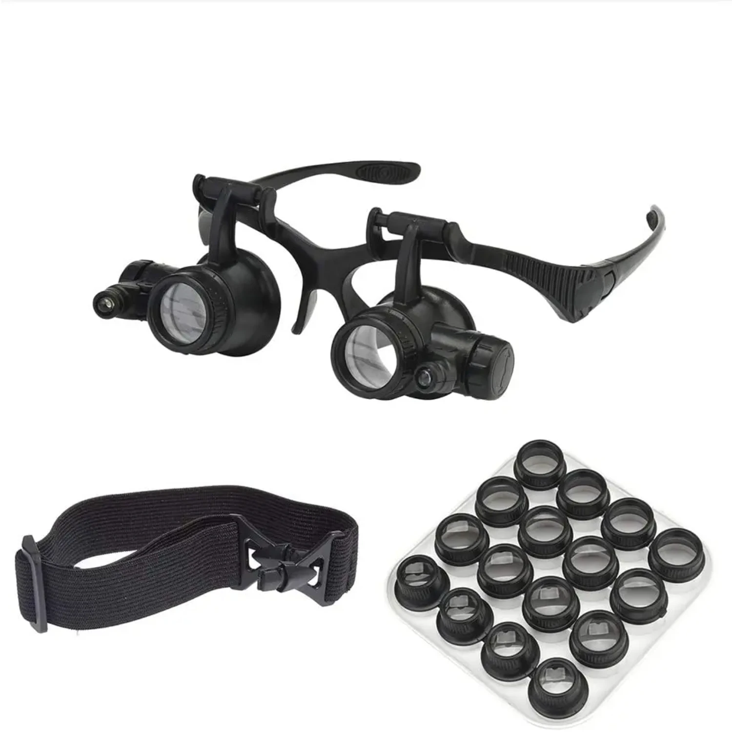 2.5X 4X 6X 8X 10X 15X 20X 25X Double Eye Loupe  Wearing -Mounted Repair Jeweler Watch Clock Magnifier Phone magnifier screen