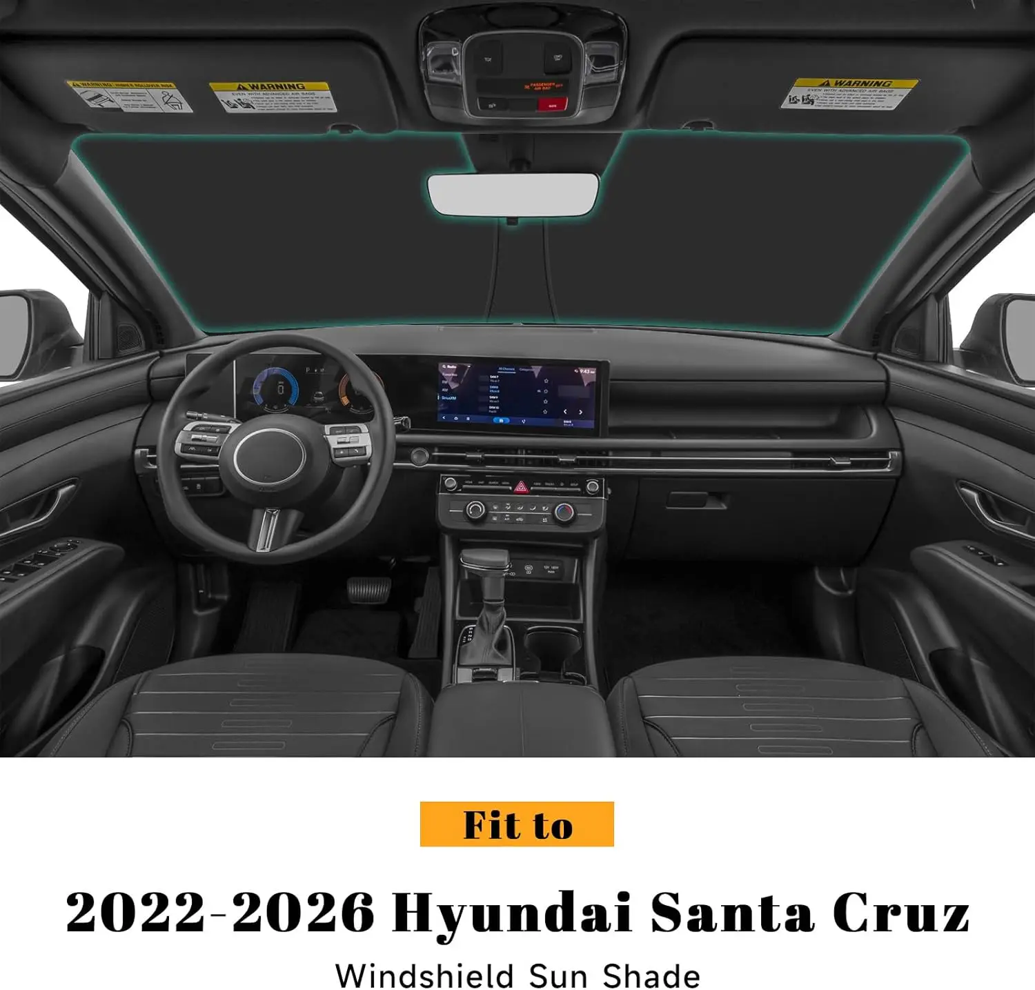 Car Windshield Sun Shade for Hyundai 2022-2025 Santa Cruz Accessories (OEM Design) Reflective Foldable Heat Insulation Sunshade