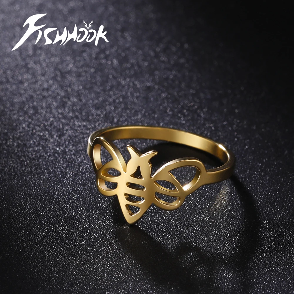 Fishhook Bee Finger Ring Magic Amulet Supernatural Gift For Men Woman Kid Child Stainless Steel Gold Color Fashion Jewelry New