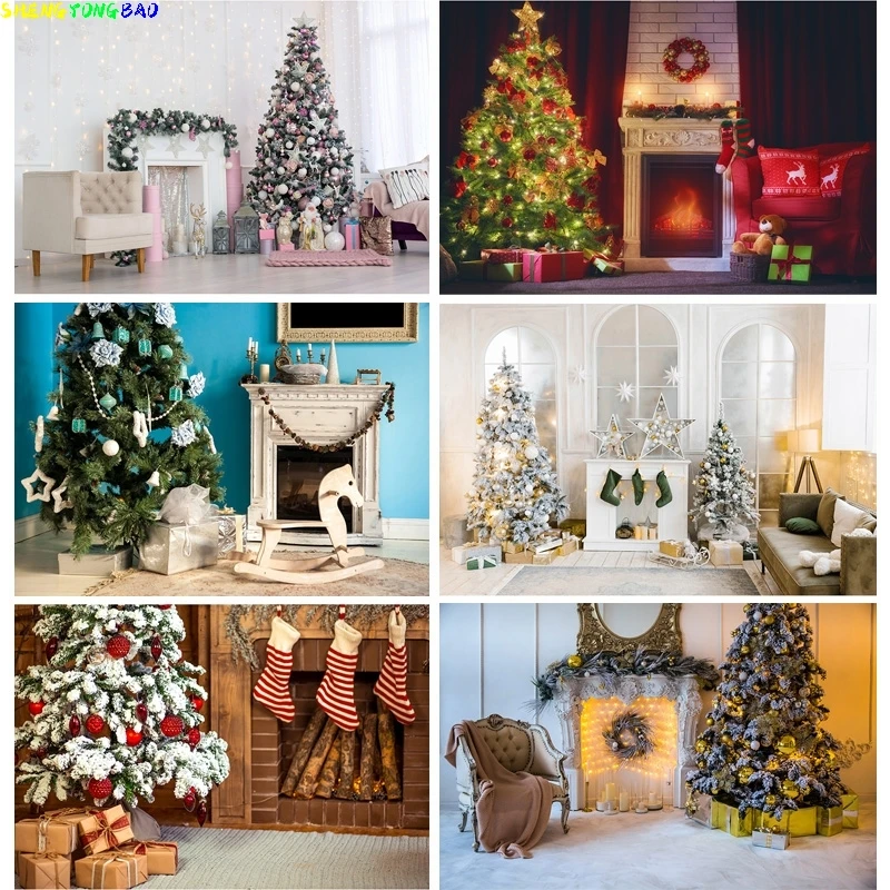 

Vinyl Custom Christmas Indoor Theme Photography Background Christmas tree Children Backdrops For Photo Studio Props 21523 DYH-02