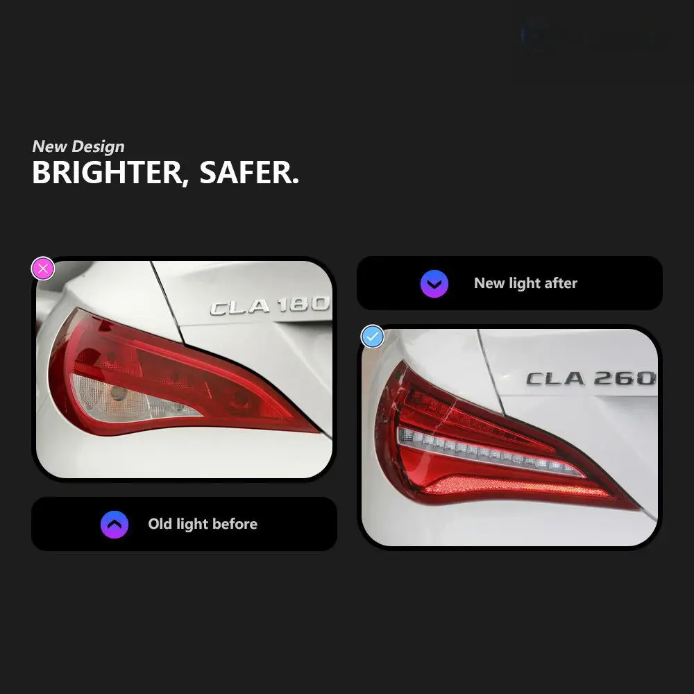 For CLA W117 2013-2019 Clear Lens New High-End Facelift Retrofit Red LED Tail Lights with Sporty Style for Mercedes-Benz