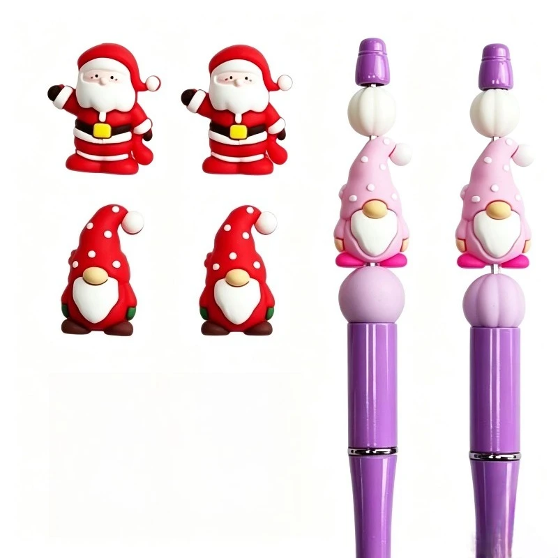20/50Pcs 3D Christmas Silicone Beads wholesale Food Grade Cartoon Silicone Beads For Jewelry Making DIY Pen KeyChain Accessories
