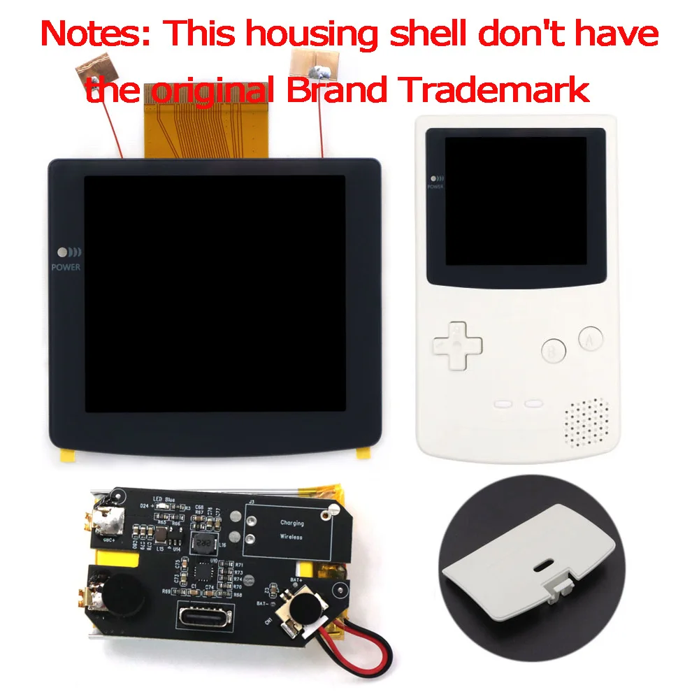 HISPEEDIDO 2,8" Laminierter IPS-LCD-Bildschirm mit Hintergrundbeleuchtung und USB-C-Aufladung, Desaturation für Gameboy Color GBC, ohne Löten