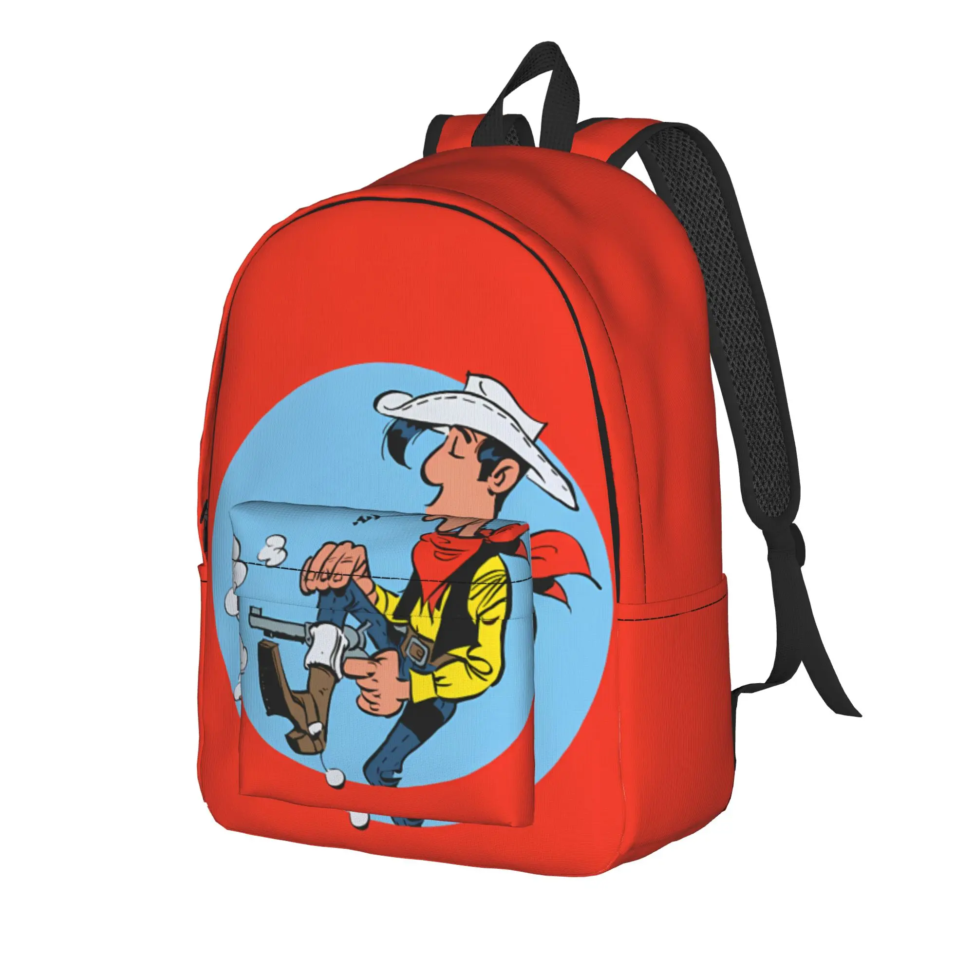 Lucky Luke Cartoon Comics (1 (13) Backpack  Student Unisex Polyester Trekking Backpacks Print Kawaii School Bags Rucksack