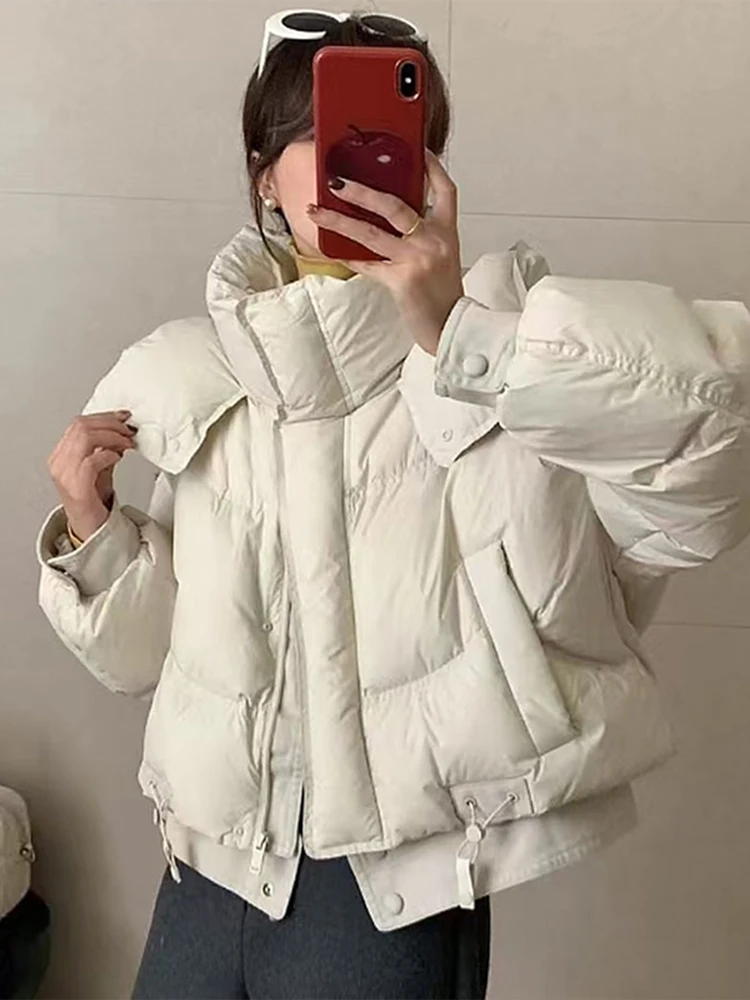 

Женская зимняя куртка из денима с пэчворком и капюшоном, утепленная хлопком, в корейском стиле, повседневная верхняя одежда