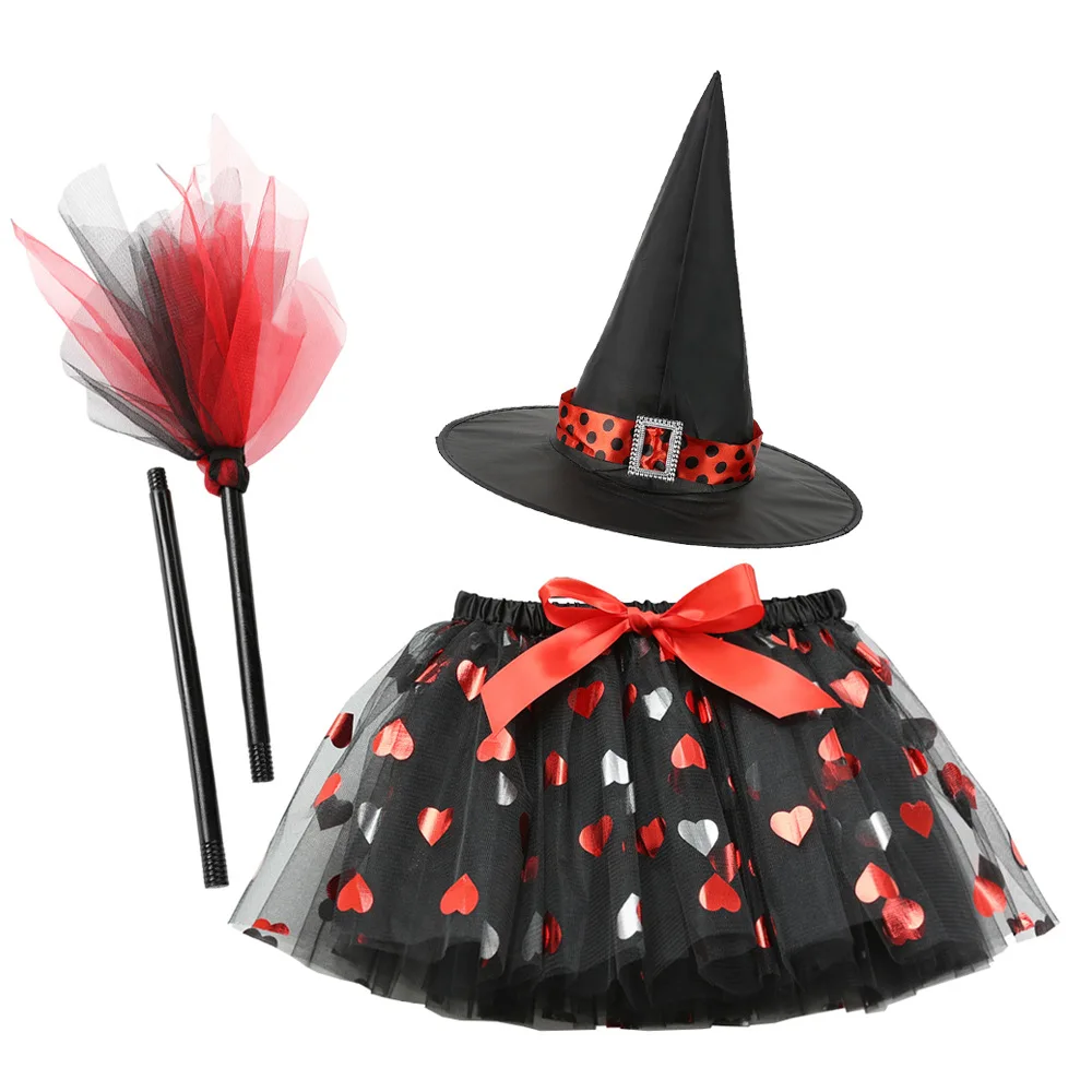 Baby Girls Witch Tutu Skirt Fluffy Kids Tutu Pettiskirt Party Dance Tulle Children Halloween Costume Dress Up Perpormance Skirt