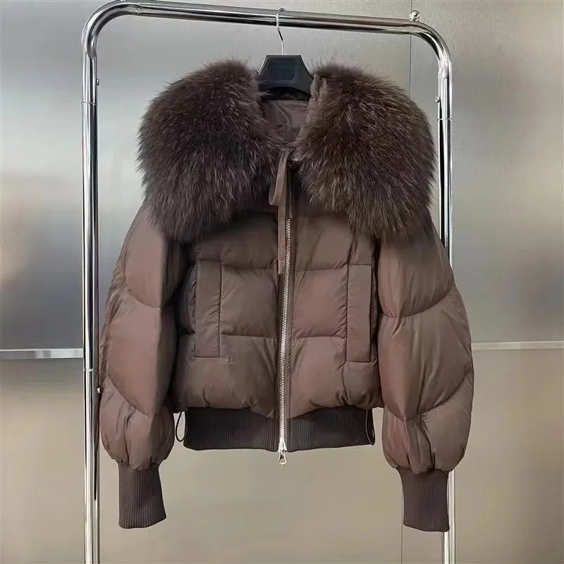 Short Down Cotton-padded Jacket Big Fur Collar Loose High-grade Young Middle-Aged Lady Korean Warm Cotton-padded Jacket Woman