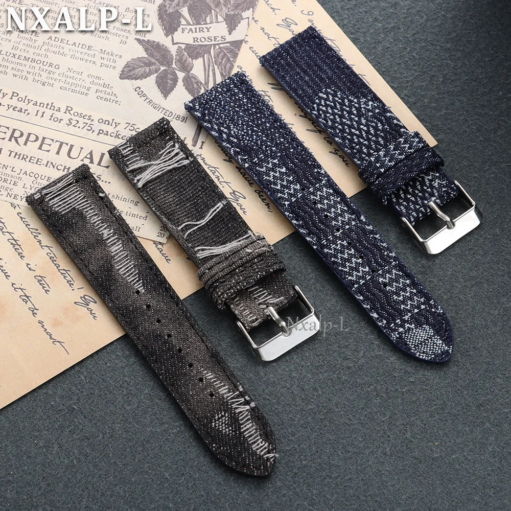 Denim Sailcloth Watchbands Quick Release Leather Watch Strap 18mm 20mm 22mm for Seiko for Rolex Band for Men Women Sport Belts