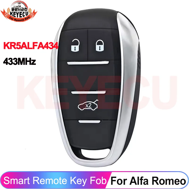 

KEYECU для Alfa Romeo Giulia Stelvio KR5ALFA434 2015 2016 2017 2018 2019 2020 Пульт дистанционного управления A2C97634900 Смарт-ключ 433 МГц 4A Чип