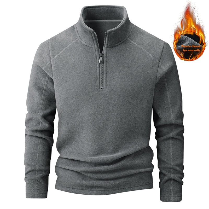 

The New Autumn and Winter Men's Fleece Hoodie with A Stand-up Collar and Half-zipper Long-sleeved Shirt Is Trendy and Versatile