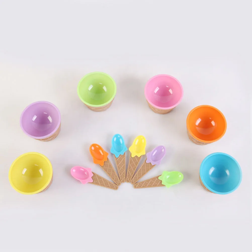 

Ice Cream Bowl Set Mixing Cup Dessert Cups Double Layer Bowls with Spoons Sundae