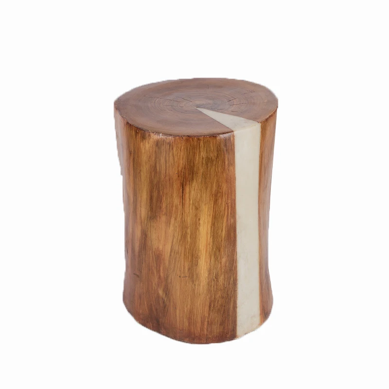 Outdoor wooden lawn lamp with waterproof garden bollards, garden landscape lighting with natural stone design