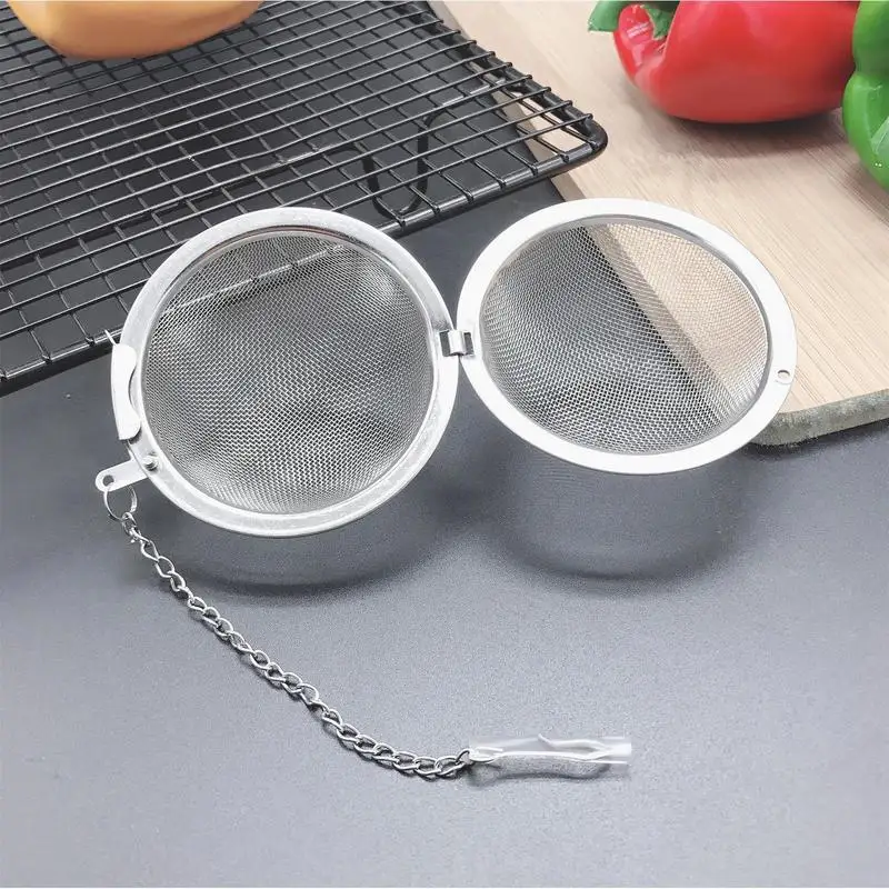 Stainless Steel Mesh Strainer With Chain SpiceTea Ball Infuser Tea Leak Home Soup Pot Sauces Marinade Seasoning Filter Ball