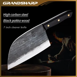 Handmade Chef Knife Forged High Carbon Clad Steel Chinese Cleaver Professional Kitchen Meat Vegetables Slicing Chopping Cooking