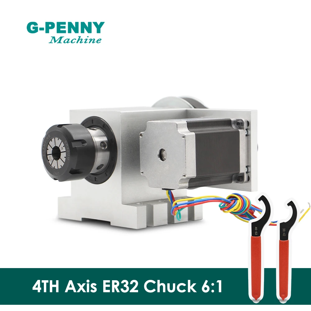 ER32 Chunk CNC 4th Axis CNC dividing head/Rotation Axis/A axis kit for Mini CNC router/engraver woodworking engraving machine