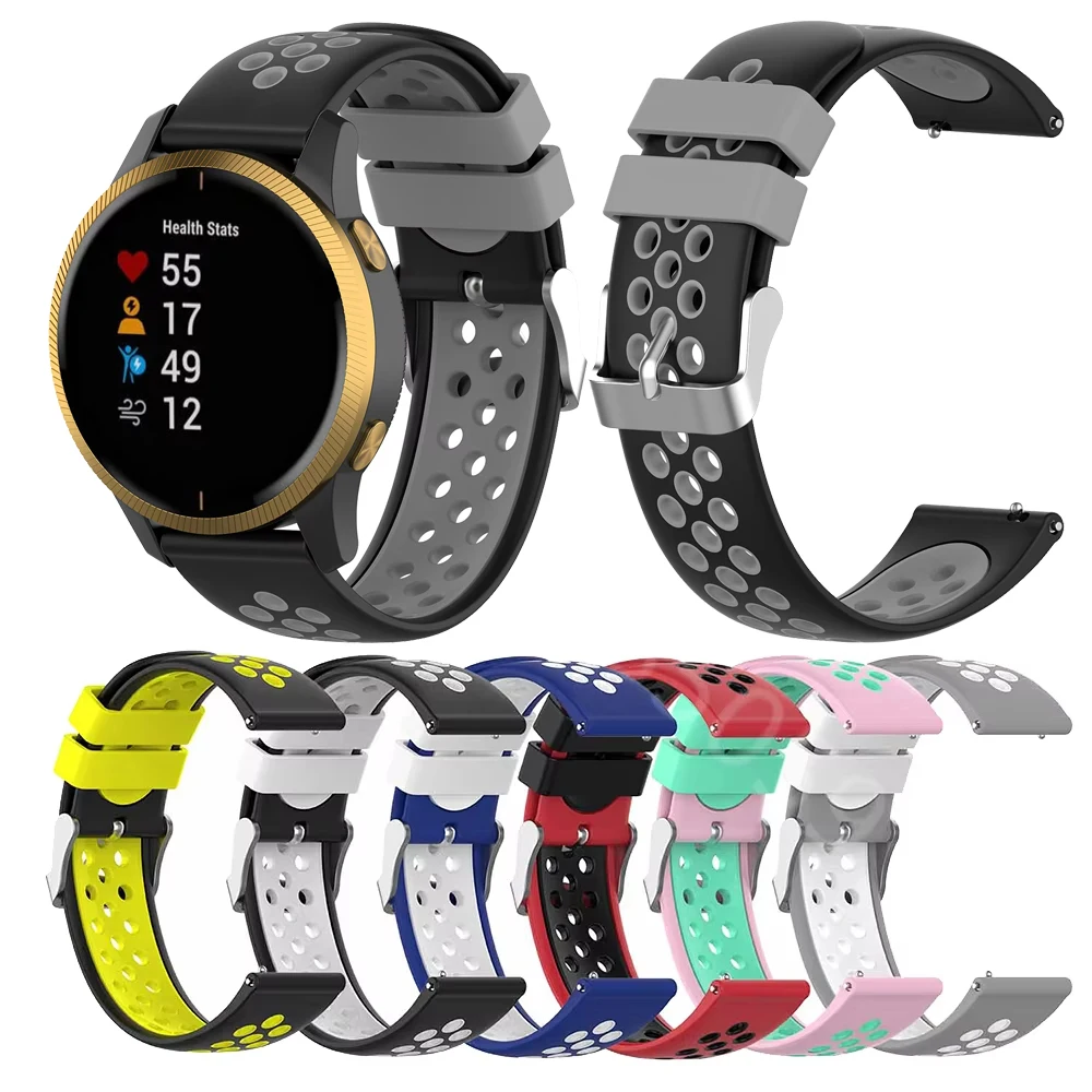 20mm Smart Watch Double Color Strap For Garmin Venu SQ/Amazfit Bip U/Bip lite Sport Silicone Watch Replace Band Wristband Correa