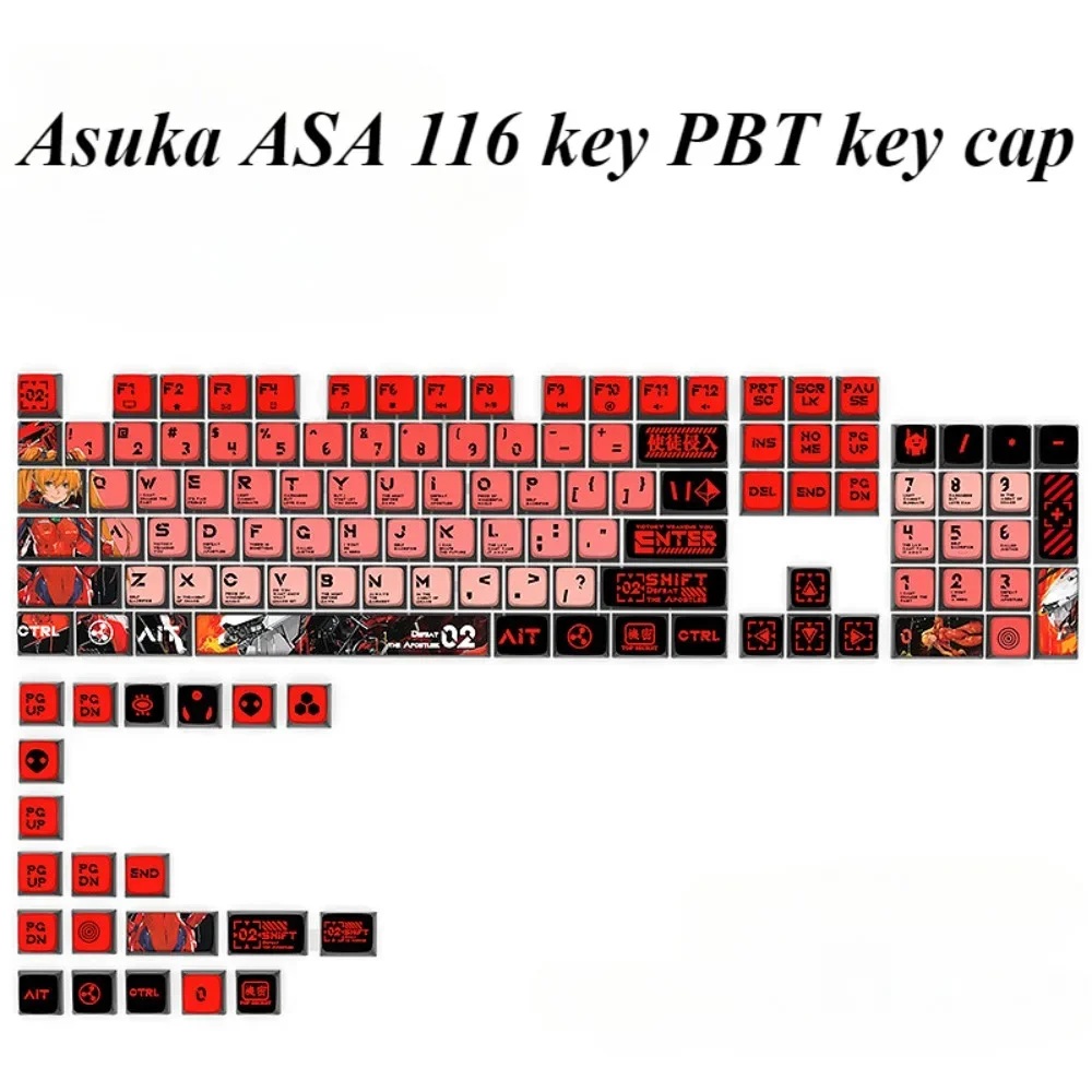 

116 keys, Asuka keycaps ASA PBT personalized anime keycaps, suitable for mechanical keyboard hot sublimation keycaps