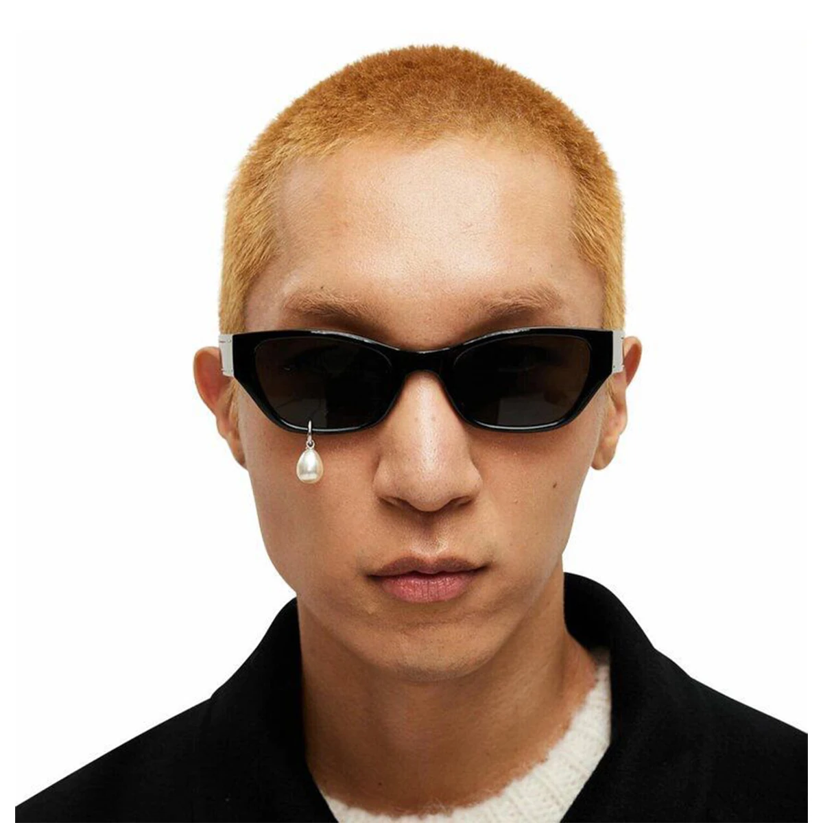 Pearl earrings drop sunglasses personality niche sunglasses small face cat eye high fashion men and women glasses