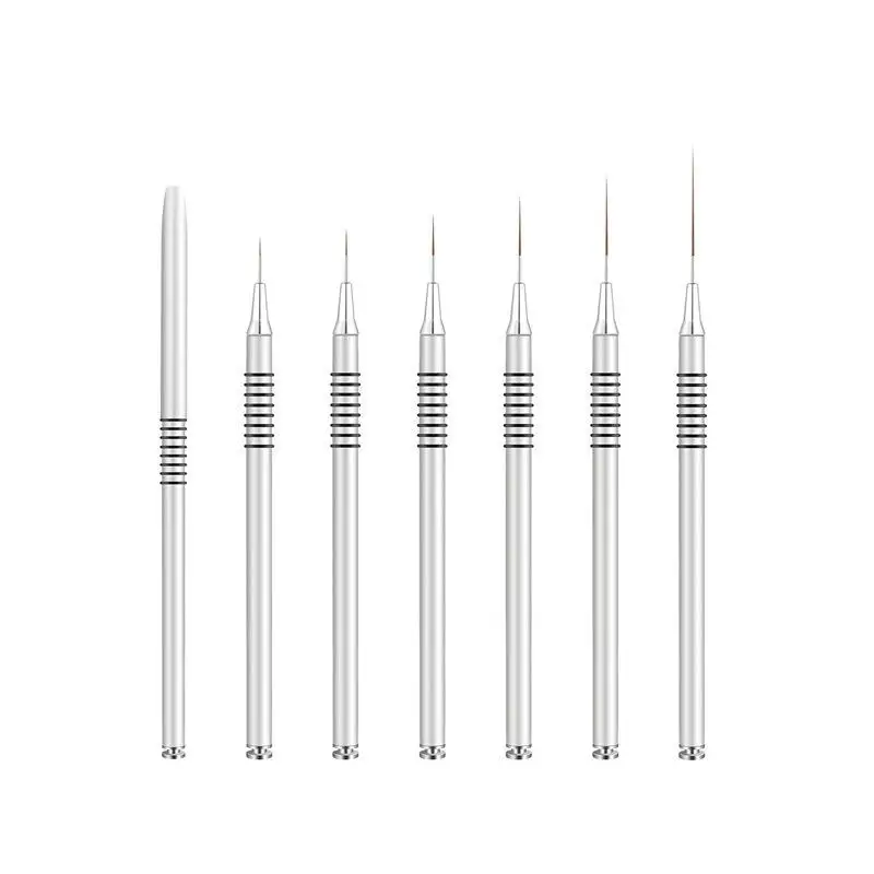 

6Pcs Nail Art Liner Brushes set, Nails Painting Dotting Drawing Tool metal handle acrylic brush 5/7/9/11/20/25mm NAB077