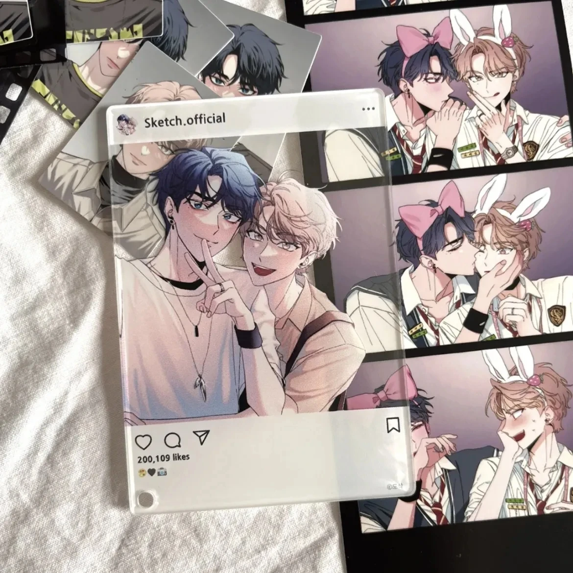 2pcs/Set New Arrive Korean Double Male Comics Manhwa SKETCH by ShinTaeHwan PVC Transparent Card Yikyung Choi/Joobing Lee