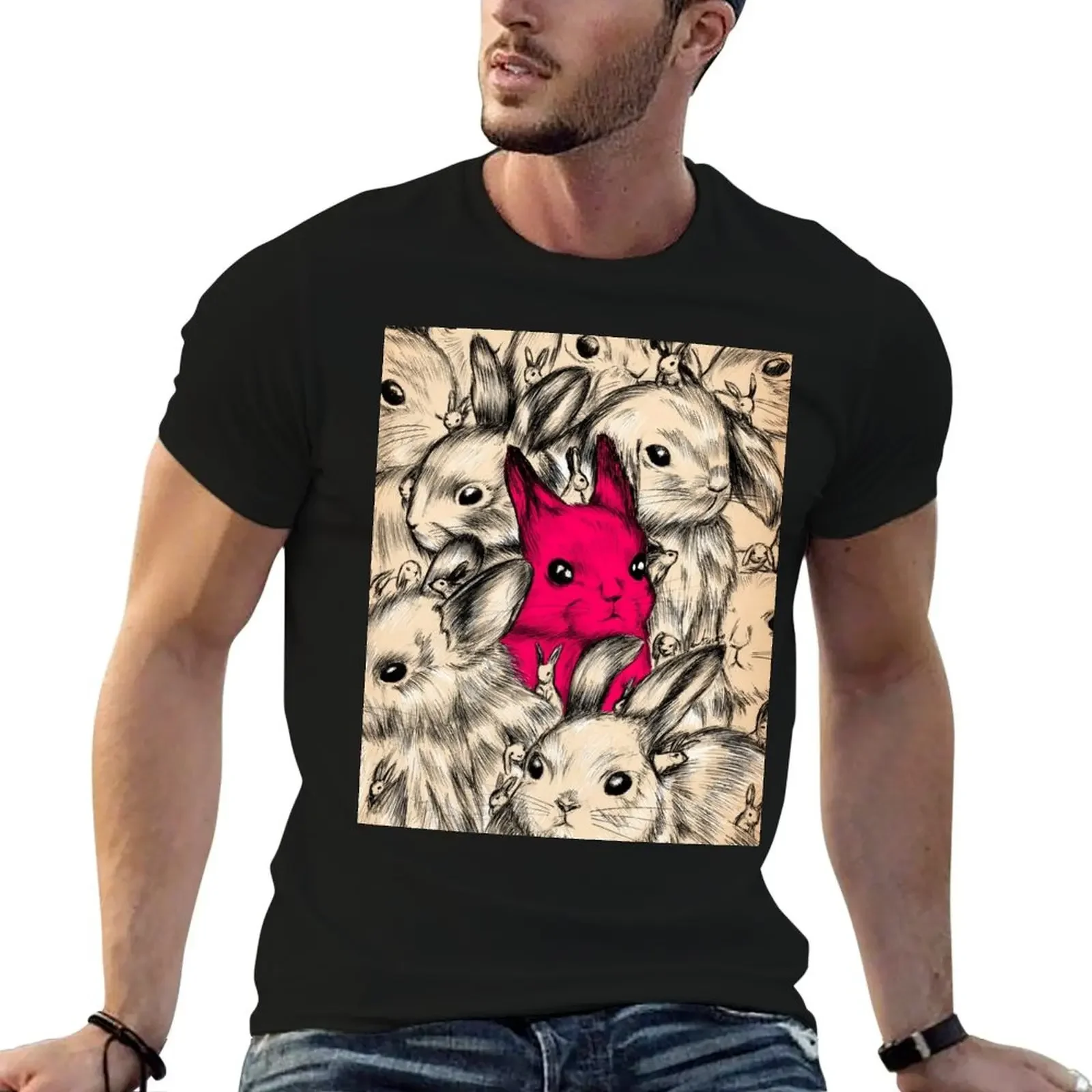 BUNNIES GALORE! T-Shirt graphic shirts cute tops street wear oversized t shirt men