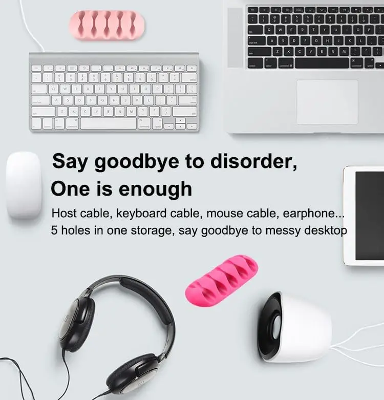 1/3/5Pcs Desktop Silicone Cable Winder Adhesive Earphone Cable Organizer Management Wire Storage Charger Cord Fixer Holder Clips