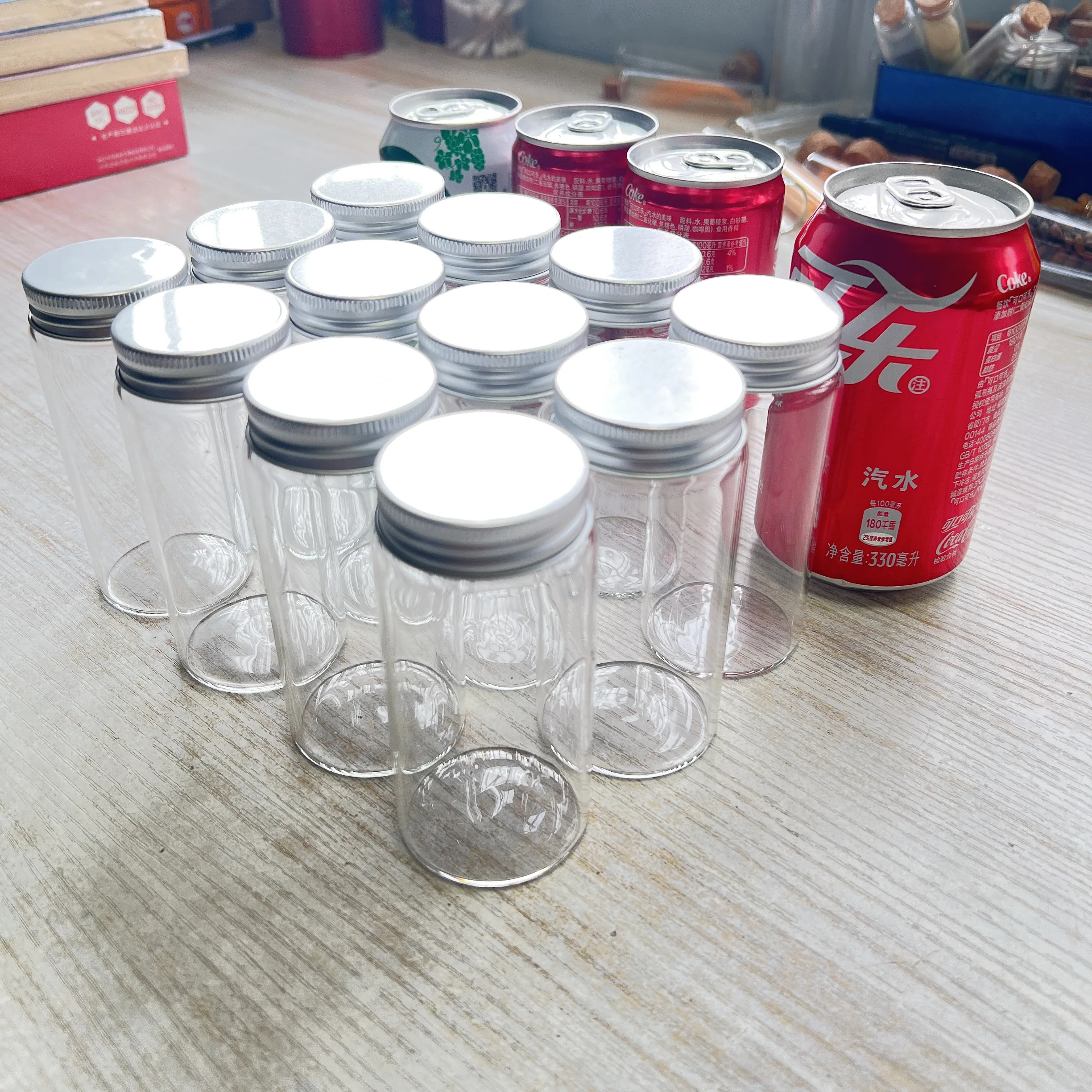 8/12 Pcs 130ml Dragees Glass Bottle Silver Screw Cap 33×47×100mm Mini Glass Jars DIY Craft Candy Container Test Tube Vials