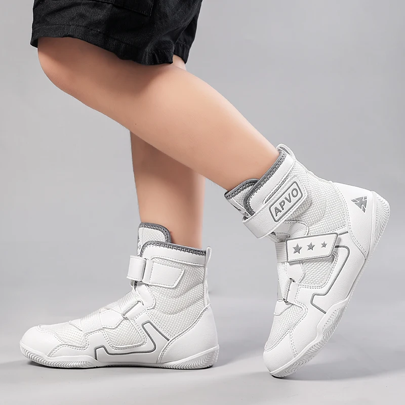 High-top boxing training shoes Comfortable training wrestling shoes Versatile hook-and-loop fastening design Squat shoes