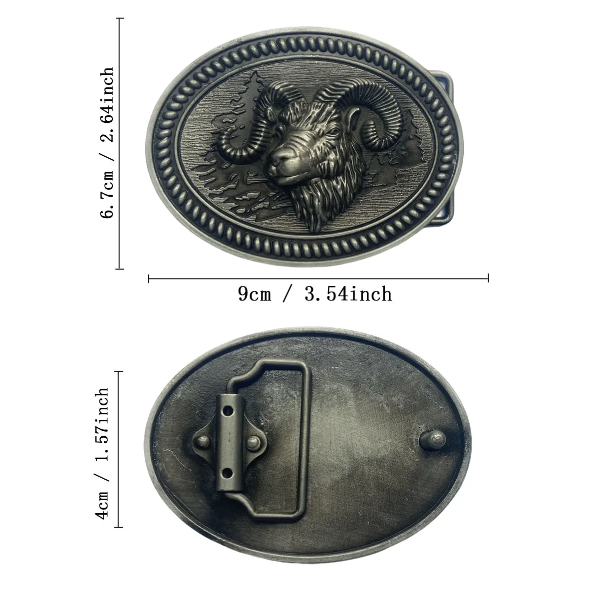 مشبك حزام على شكل رأس الأغنام من T-DISOM للرجال إكسسوارات عصرية كلاسيكية #2
