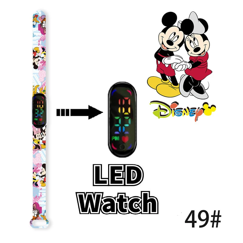 Jam Tangan Anak-anak Disney Mickey Minnie Jam Tangan Anak-anak Gelang Tahan Air Olahraga Elektronik LED Donald Bebek Daisy Karakter Kartun