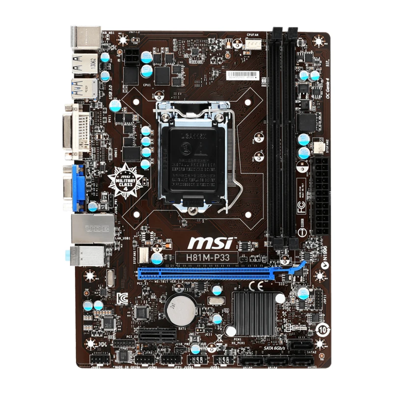 Imagem -02 - Msi-placa-mãe H81m-p33 Core i7 H81 Lga1150 Ddr3 Sata Pci Express Usb Vga Dvi Microatx Eletrônicos Eletrônicos de Consumo Eletrônicos