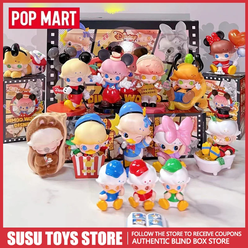 

Genuine POP MART DIMOO Disney Series Blind Box Kawaii Anime Figurine Mickey Minnie Donald Duck Desktop Ornament Collectible