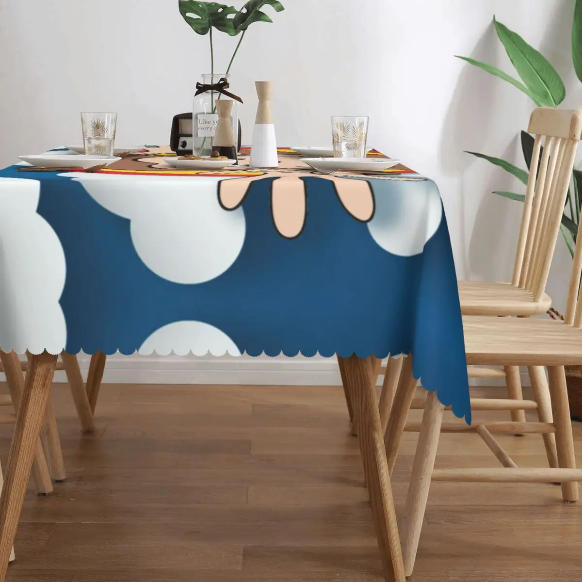 Customized Curious George Tablecloth Rectangular Waterproof Monkey Table Cloth Cover for Banquet