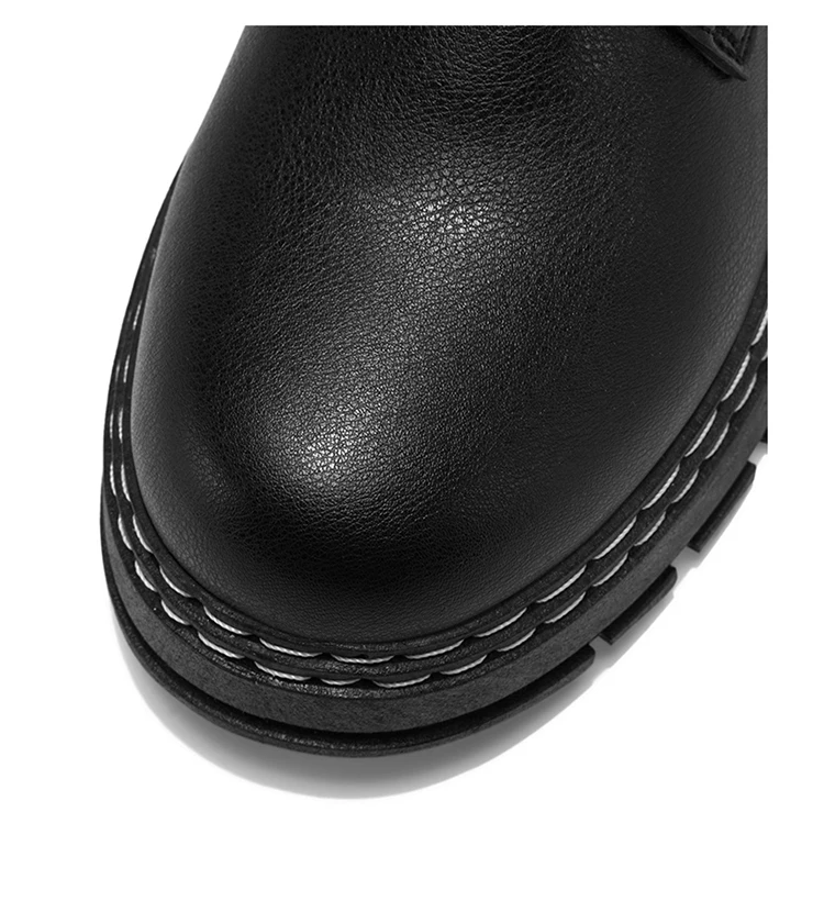 Britischer Stil Schwarze Hohe Arbeitsstiefel, Plattform-Höhenverstellbare Knöchelstiefel für Outdoor & Pendeln – Detail 2