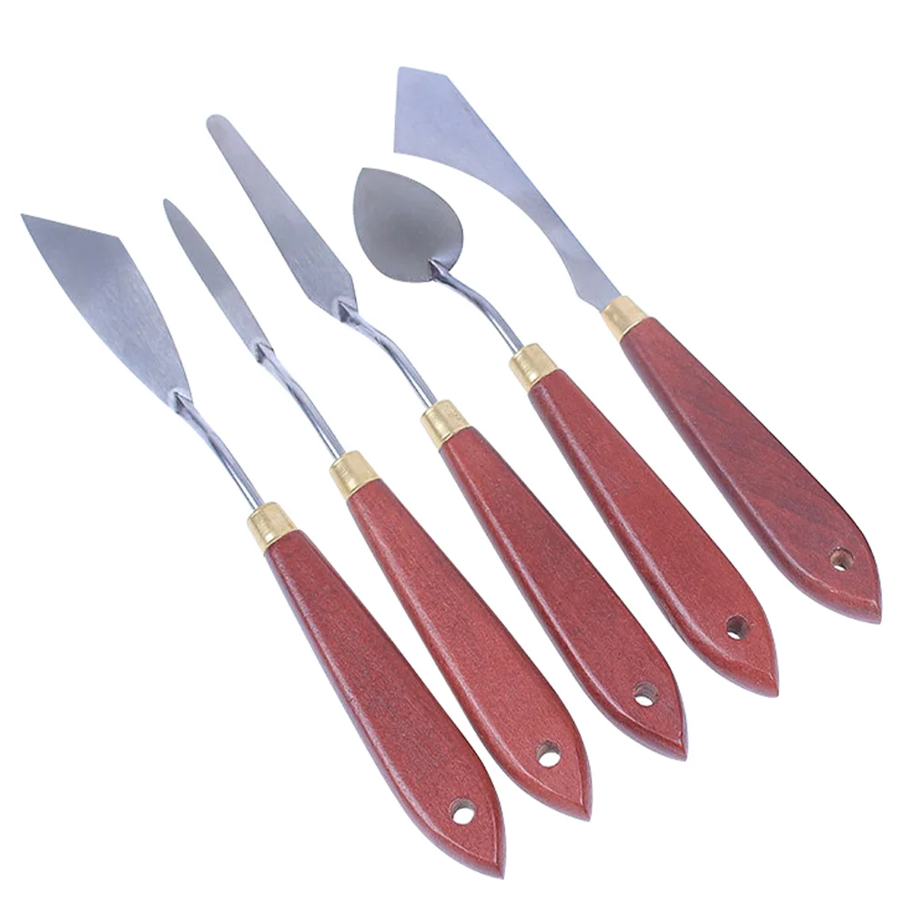 

Oil Painting Tools Color Mixing Spatula Spatulas Wood Handle Shaped Knife Stainless Steel