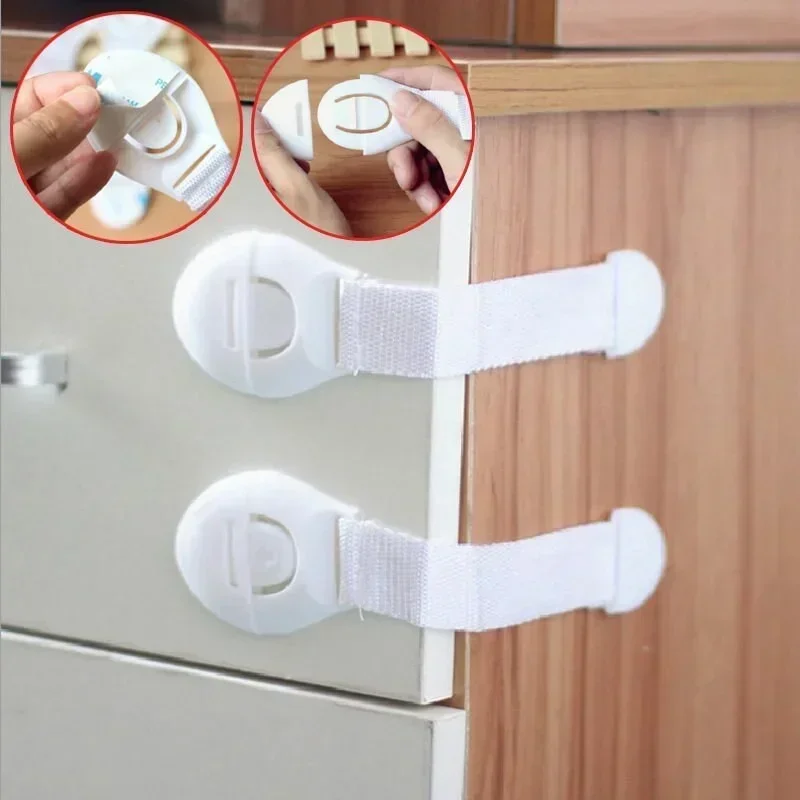 10pcs/Lot Drawer Door Cabinet Cupboard Toilet Safety Locks Baby Kids Safety Care Plastic Locks Straps Infant Baby Protection