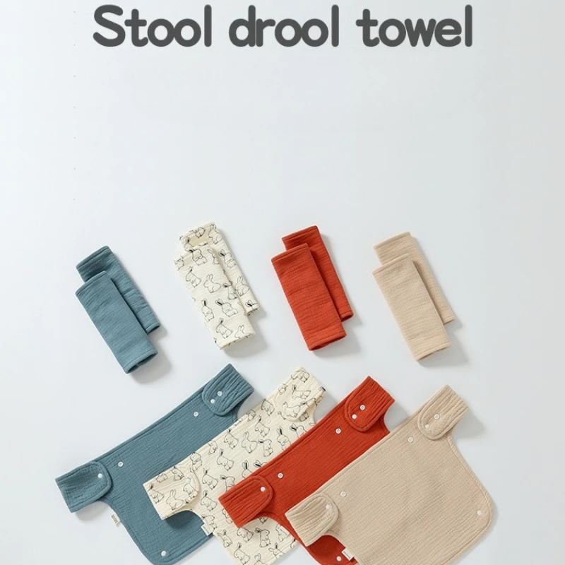 

Baby Carrier Chewable Drool Bib Soft Cartoon Organic Cotton Gauze Stool Drool Strap Cover Universal Teething Pad for Slings Seat