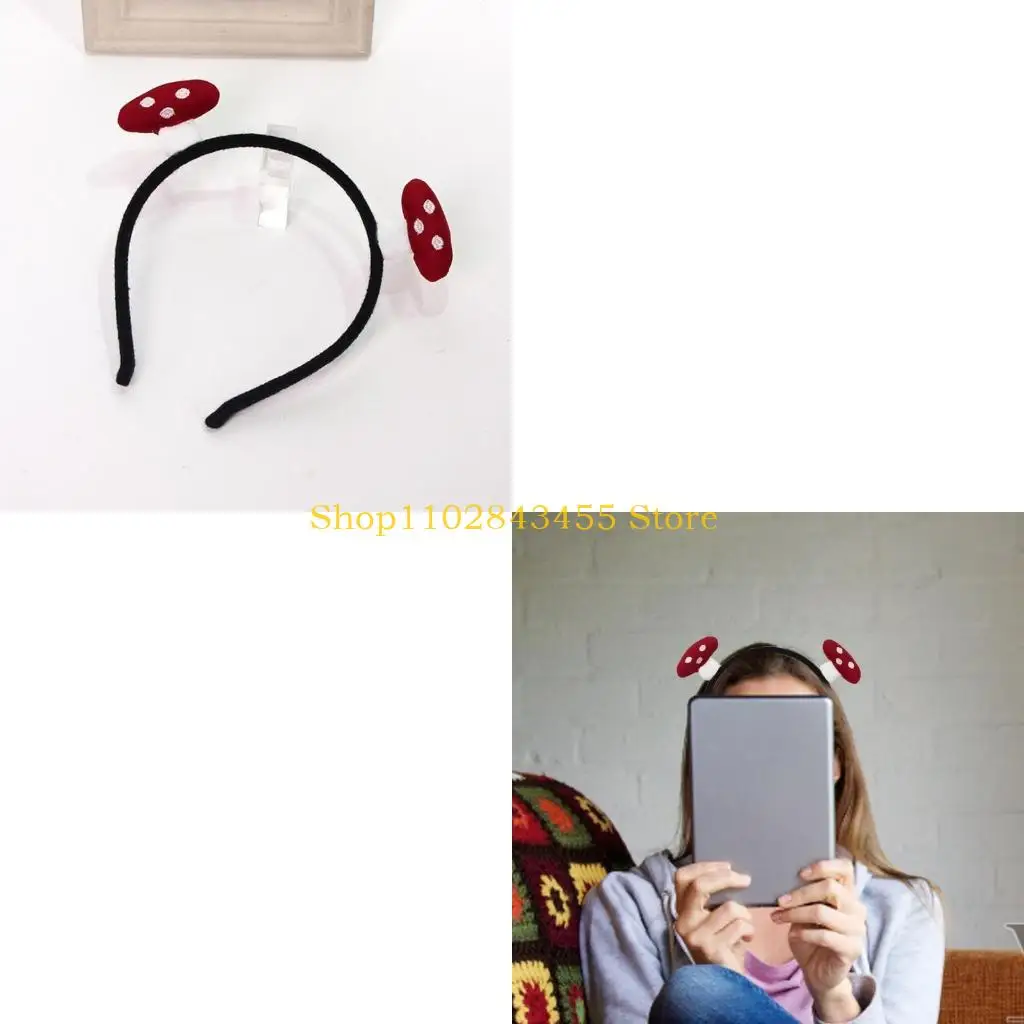 

49MC Elastic Teen Girl Yoga Spa Sports Hair Hoop Delicate Hairband with Mushroom Shape Woman Washing Face Skincare Hairband