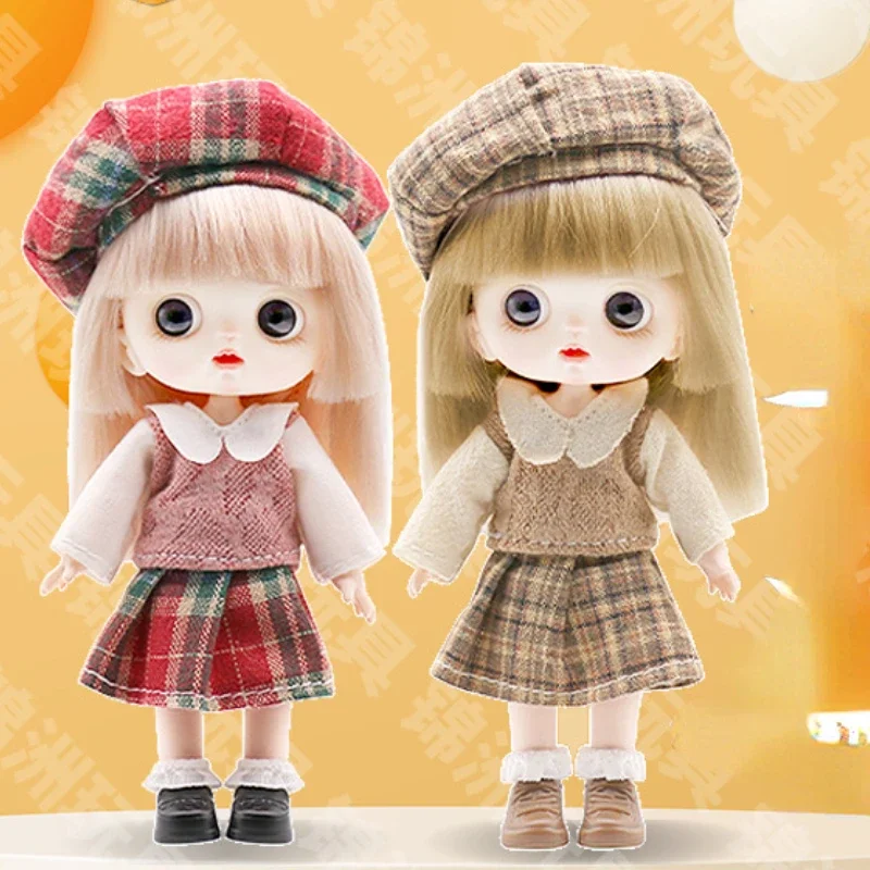 OB11 Fullset Bjd Doll 13 Movble Joint Toy 14cm Cool Boy School Girl Doll with Gift Box Round Face Cute Ob11 Doll for girl gift