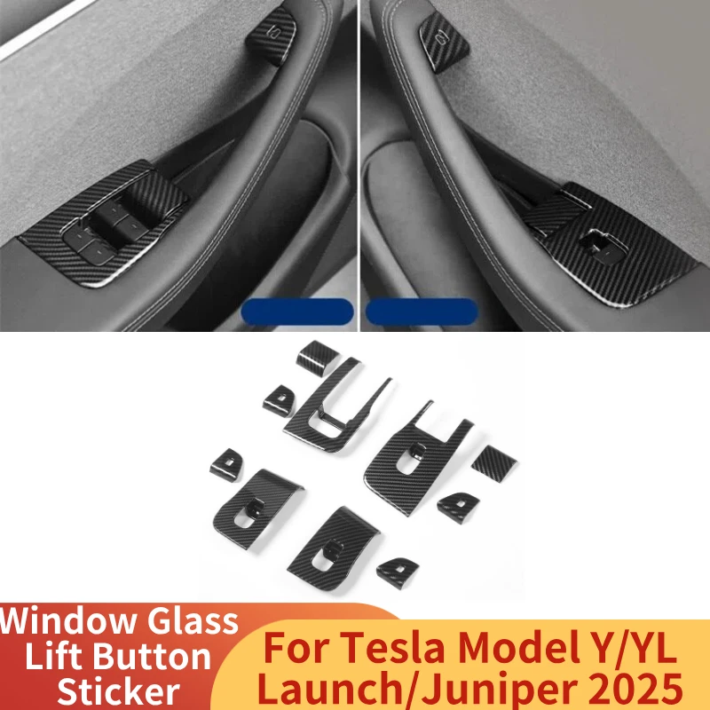 

Window Glass Lift Button Sticker Trim for Tesla Model Y/YL Launch/Juniper 2025+ Panel Switch Cover Decorative Car Accessories