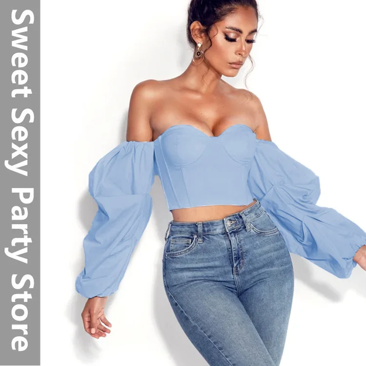 

2025 new European and American women's clothing spring and summer ins irregular long-sleeved fashion open-button short tube top
