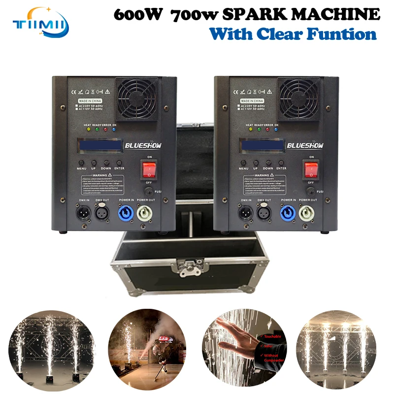 2pcs 650W Cold Spark Machine Flightcase Option Ti Powder 600w 700W Cold sparkler Machine Clear Dmx Remote Cold Sparkular Machine