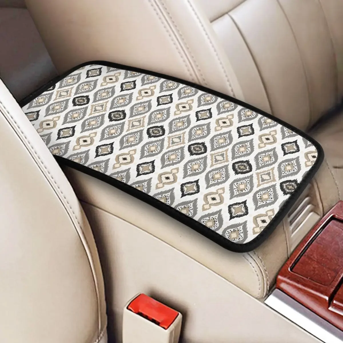 Four Seasons Car Armrest Cover Mat Bohemian Tribal Ethnic Center Console Protective Cushion Pad Boho Vintage Auto Accessories