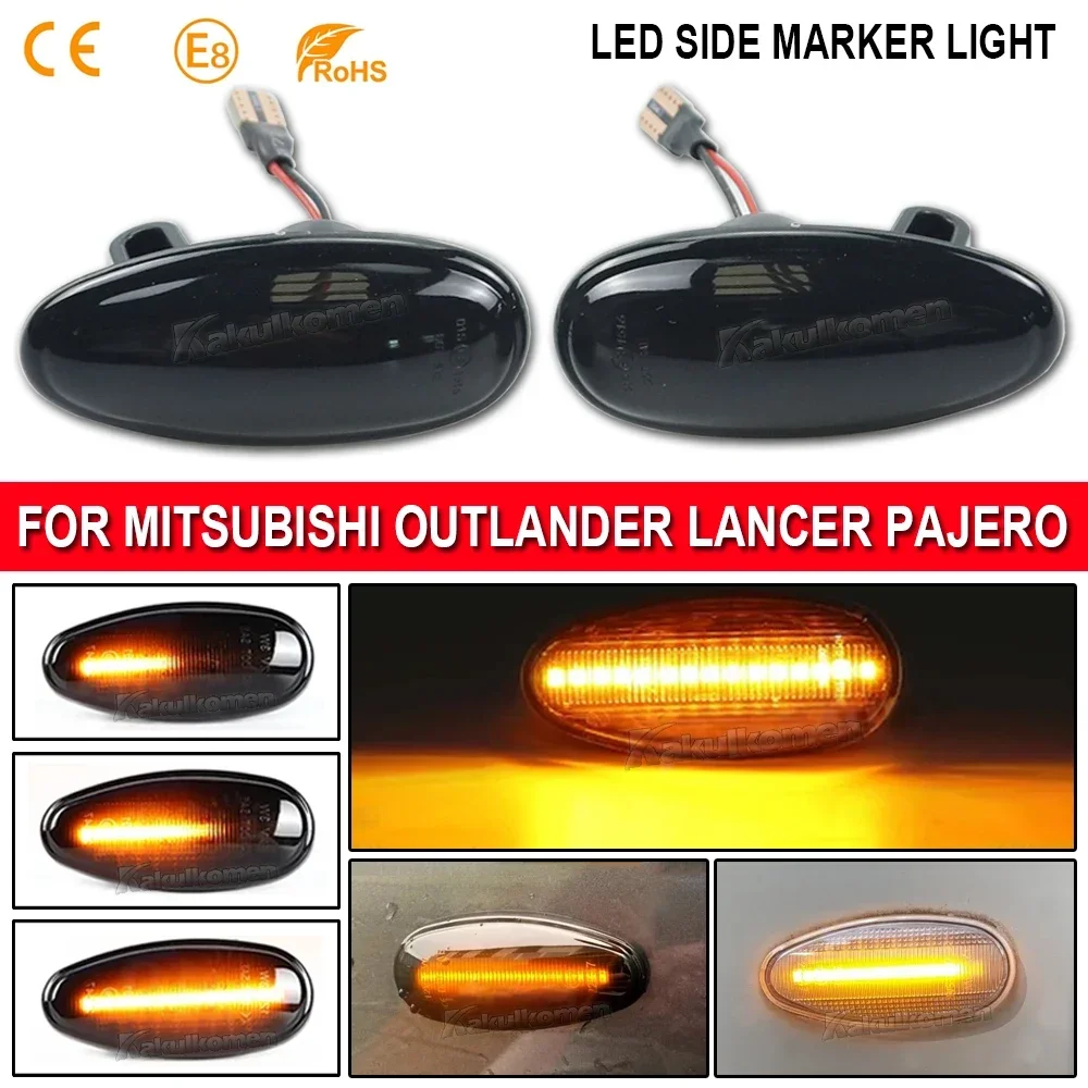 2x Dynamic LED Fender Light Side Marker For Mitsubishi Lancer 8 Montero 3 Pajero 3 Outlander 1 Delica 4 i Miev Space