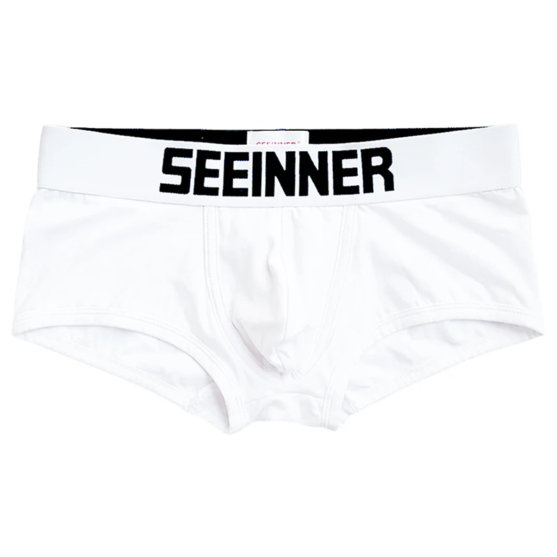 Herren unterwäsche sexy weiß niedrig taillierte einfarbige Shorts aus reiner Baumwolle Boxer eng einlagig