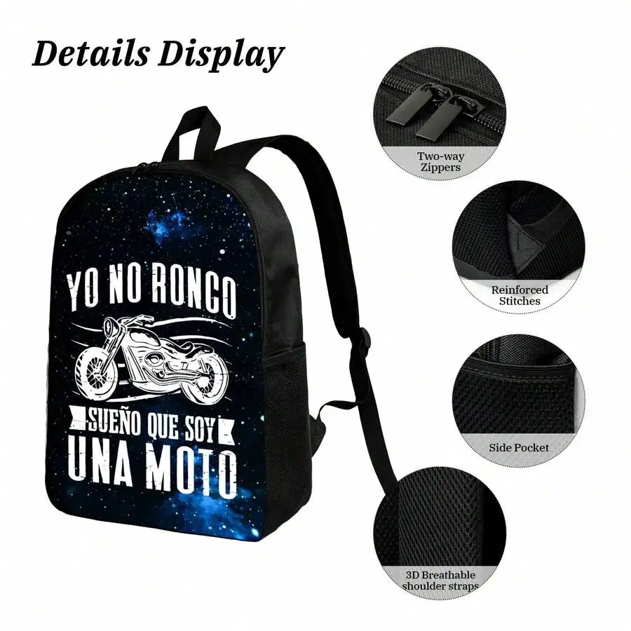 Motorcycle Biker Backpack Starry Sky Print Unisex Large Capacity Waterproof Oxford Fabric Travel School Bag