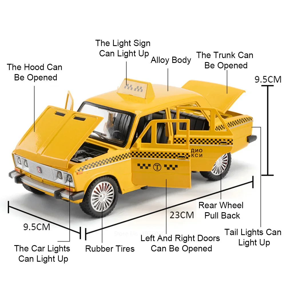 1:18 Russia Lada Niva Taxi Alloy Diecast Toy Cars Miniature Models Wheel Pull Back 6 Doors Opened Vehicles Boys Educational Toys