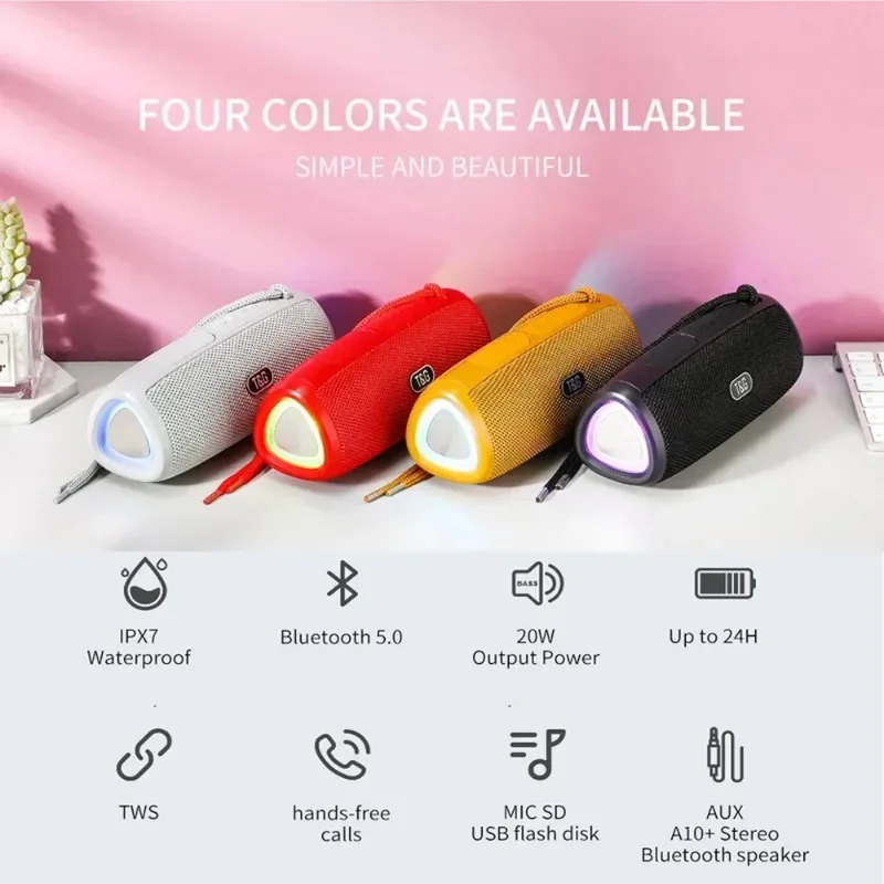 T & G TG344 speaker Bluetooth nirkabel, pengeras suara lampu LED segitiga dapat diatur mendukung kartu TF pemutaran USB jika/Radio